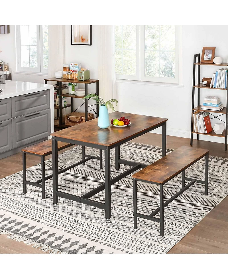 Slickblue Table Benches, Pair of 2, Industrial Style Indoor BenchesDurable Metal Frame