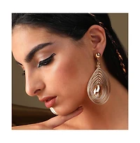 Sohi Women's Beige Teardrop Drop Earrings