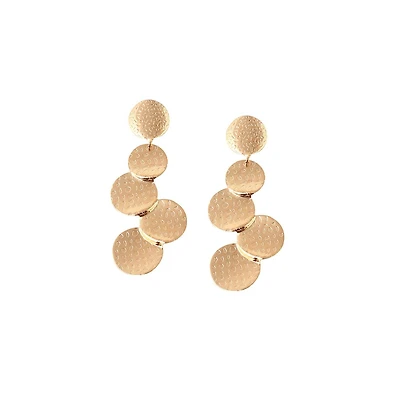 Sohi Women's Blue Dented Drop Earrings