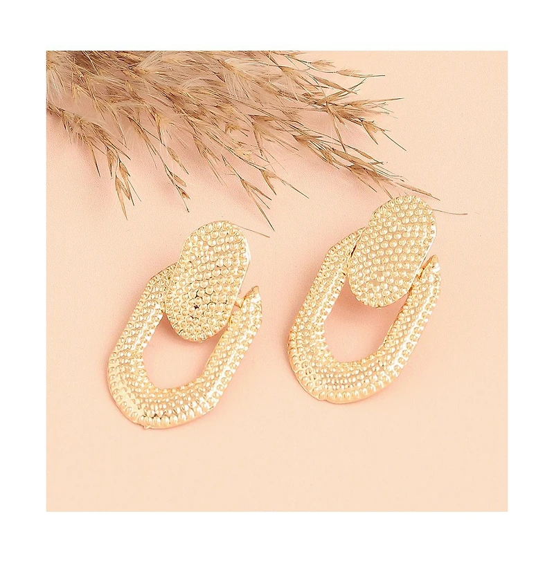Sohi Women's White Dented Drop Earrings