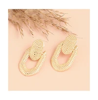 Sohi Women's White Dented Drop Earrings