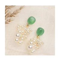 Sohi Women's White Snowball Drop Earrings