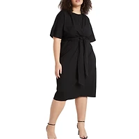 Eloquii Women's Plus Cross Front Flutter Sleeve Dress