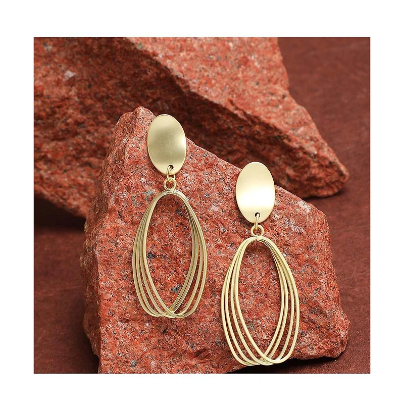 Sohi Women's Gold Metallic Drop Earrings