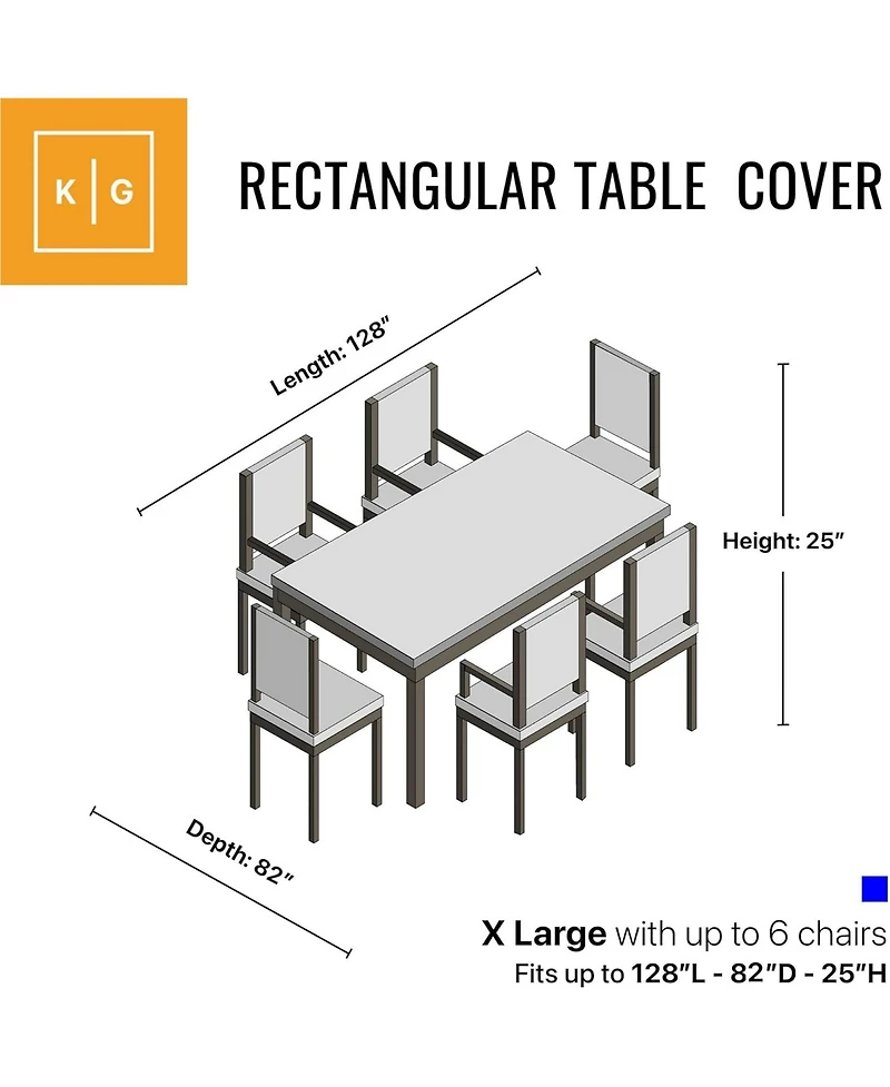 Khomo Gear Table and Chair Rectangular Cover - Black - Extra Large