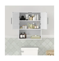 Merrick Lane Vigo Wall Mounted Bathroom Medicine Cabinet With Adjustable Cabinet Shelf, Lower Open Shelf, And Magnetic Closure Doors