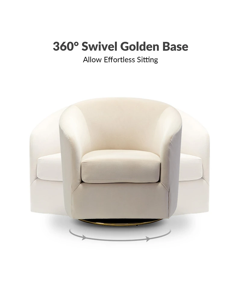Swivel Accent Chair with Gold Metal Base for Living Room Nursery