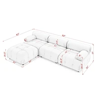 Streamdale Diy L-Shaped Green Velvet Sofa with Ottoman