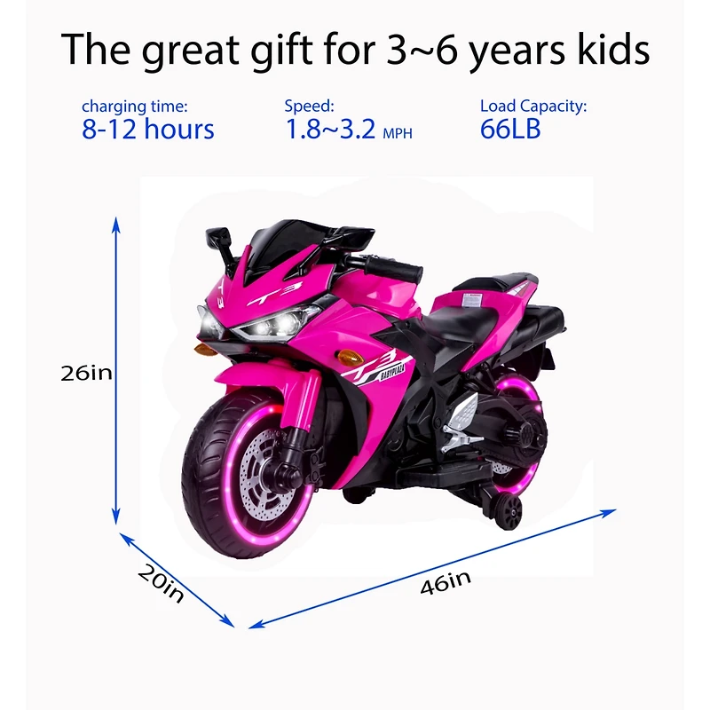 Streamdale 12V Kids Motorcycle Ride On Toy With Training Wheels