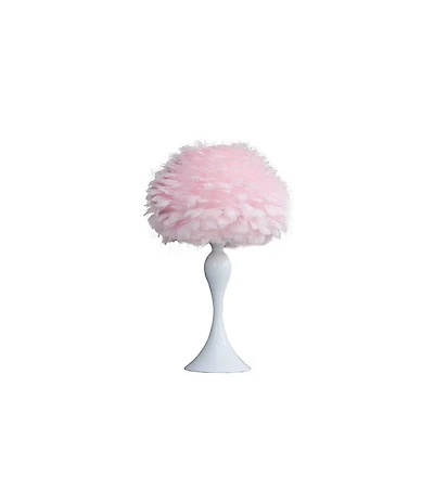 Streamdale 18.25"In Soft Pink Feather Aquina Crisp White Contour Glam Table Lamp