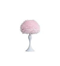 Streamdale 18.25"In Soft Pink Feather Aquina Crisp White Contour Glam Table Lamp
