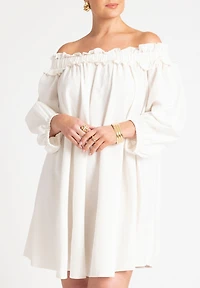 Eloquii Women's Plus Ruffle Neckline Mini Dress