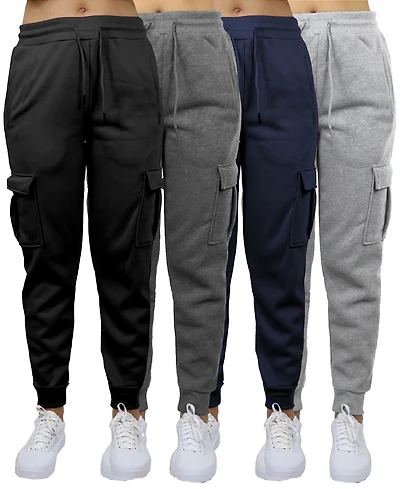 Carol Vee Women's Heavyweight Loose Fit Fleece-Lined Cargo Jogger Pants-4PK