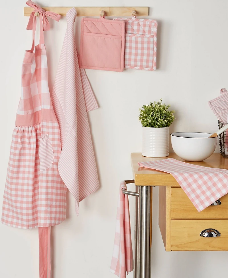 Design Imports Gingham Check Kitchen Collection, Pink, Potholder Set