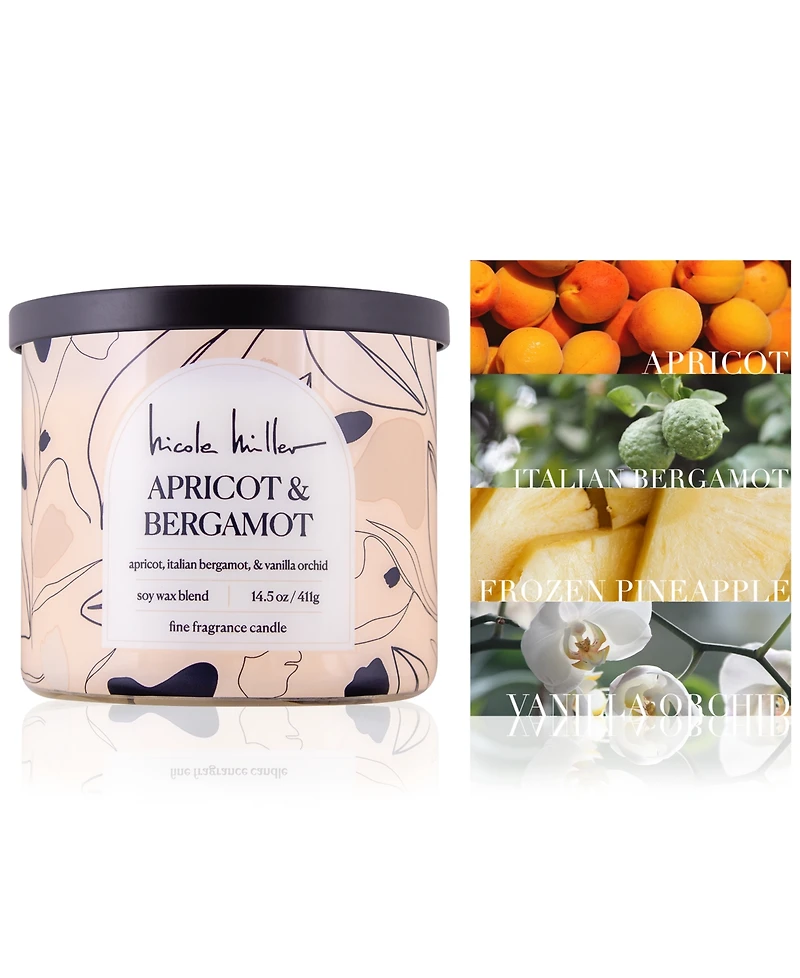 Nicole Miller Apricot & Bergamot Candle, 14.5 oz.