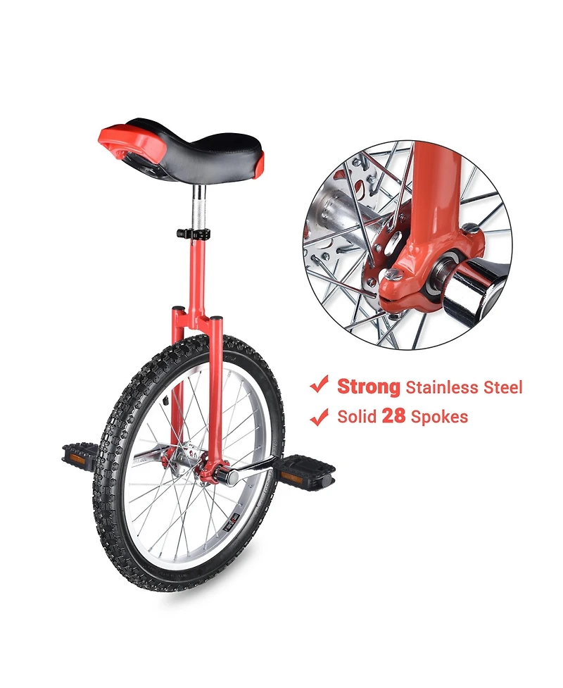 Yescom 18 In Wheel Outdoor Unicycle Skid-proof Tire Fitness Bicycle Balance Training for Adults Teenagers Kids