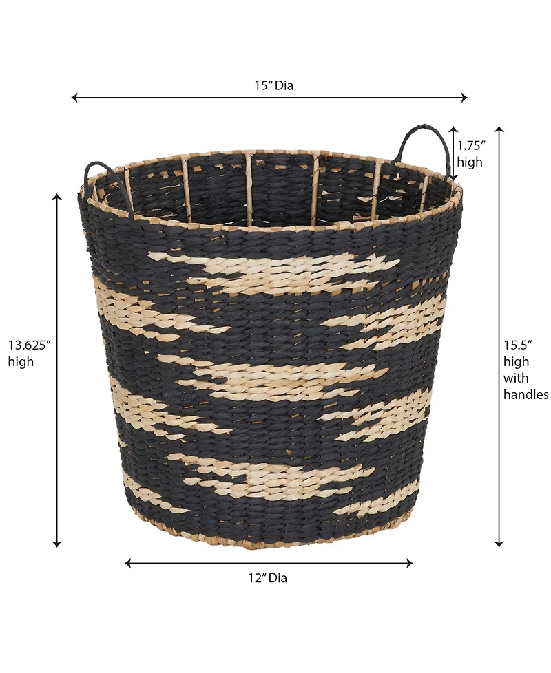 Household Essentials Tapered Woven Basket, Large Decorative Basket with Handles