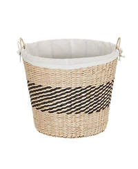 Household Essentials Woven Basket, Decorative Basket with Handles and Cotton Liner