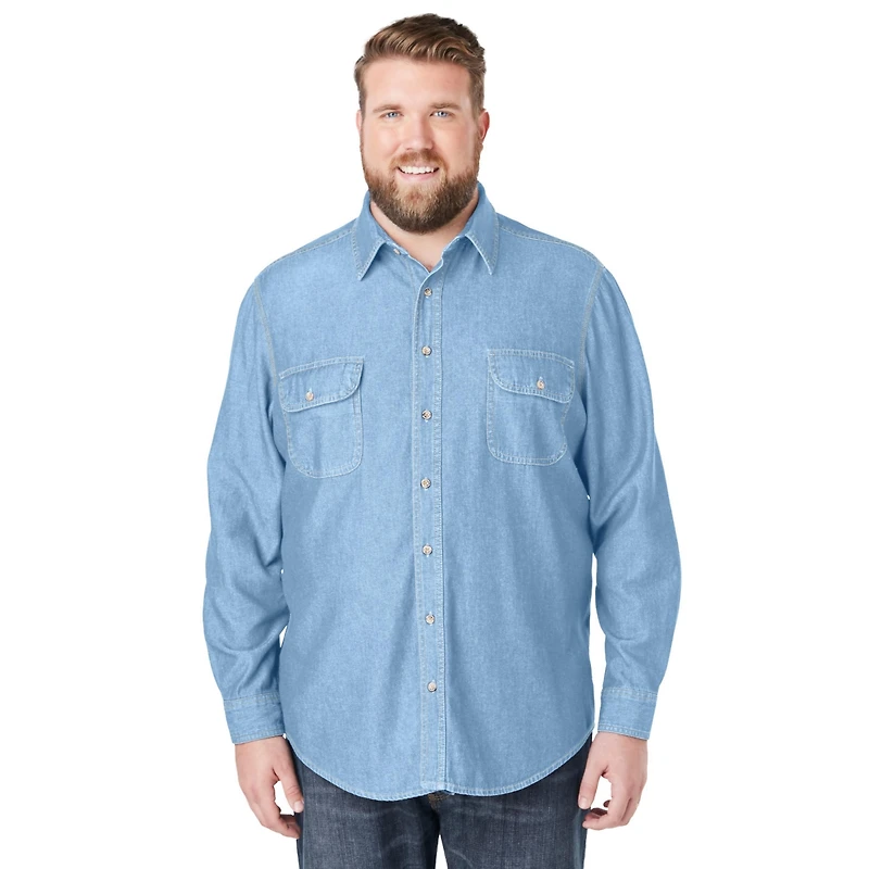Boulder Creek Big & Tall by KingSize Long Sleeve Denim And Twill Shirt