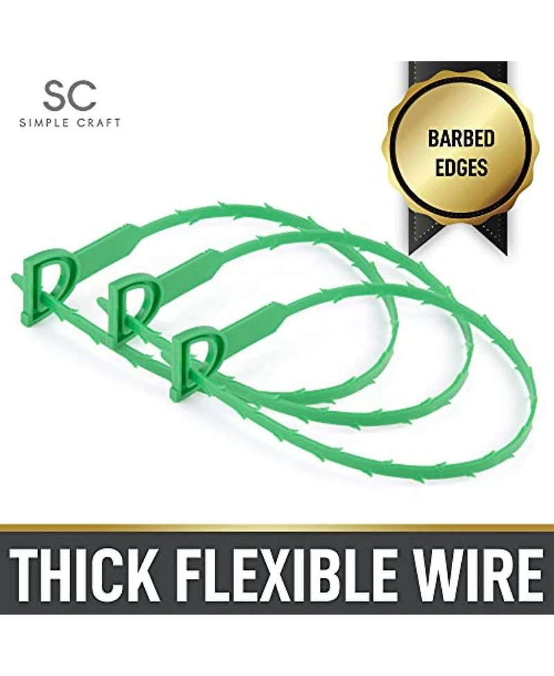 20-Inch Plumbing Snake Drain Clog Remover - 3 Pack
