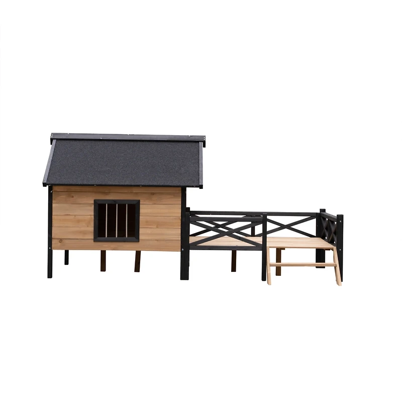 Streamdale Furniture Outdoor Large Wooden Cabin House Style Wooden Dog Kennel With Porch