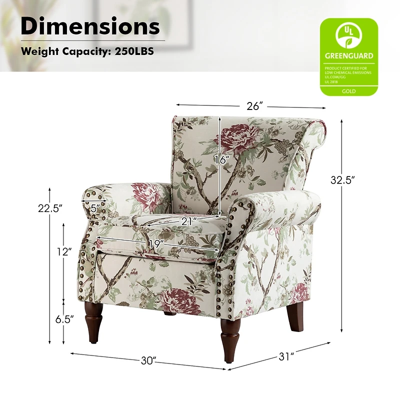 Avelina Wooden Armchair with Nailhead Trim