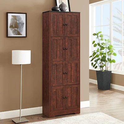 Streamdale Furniture 4-Door Walnut Cabinet for Living Room, Kitchen, Office
