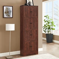 Streamdale Furniture 4-Door Walnut Cabinet for Living Room, Kitchen, Office