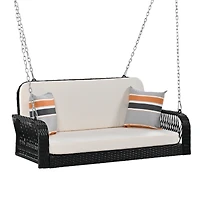 Streamdale White and Gray 2-Seater Wicker Porch Swing