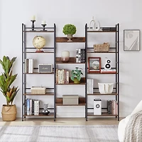 Streamdale Rustic 5-Shelf Bookshelves and Console Table Set