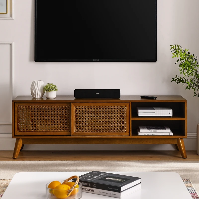 Streamdale Mid Century Modern Rattan Tv Stand for 65"