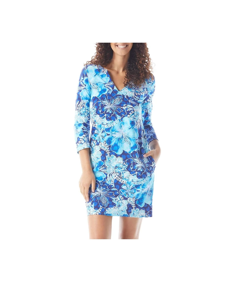 Beach House Style Quinn Split Neck Tunic Dress