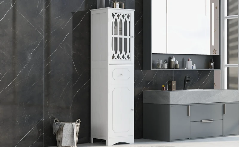 Streamdale Freestanding White Bathroom Cabinet