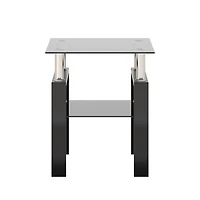Simplie Fun 1-Piece Modern Tempered Glass Tea Table Coffee Table End Table, Square Table For Living Room, Black