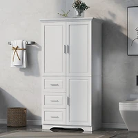 Streamdale Tall White Storage Cabinet with Drawers