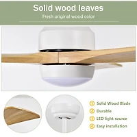 Streamdale 52" Ceiling Fan with Remote Control, 6 Speeds (White/Natural)
