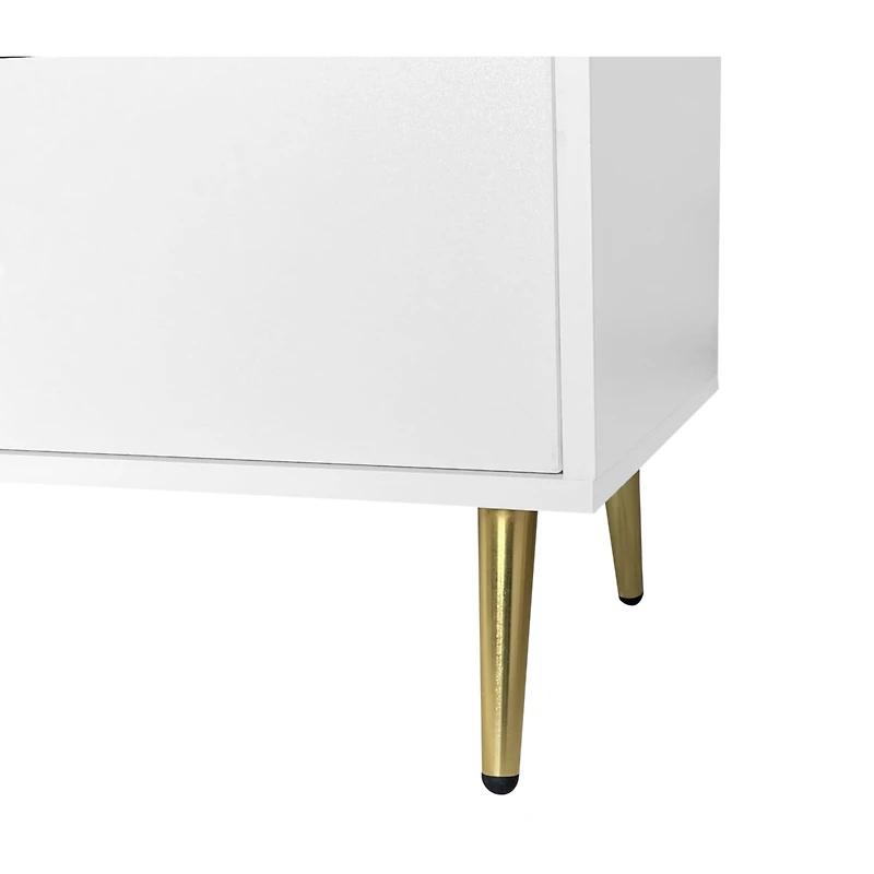 Streamdale Furniture Seven Drawers Large Chest Of Drawer Cabinet With Golden Handle And Golden Legs White Color