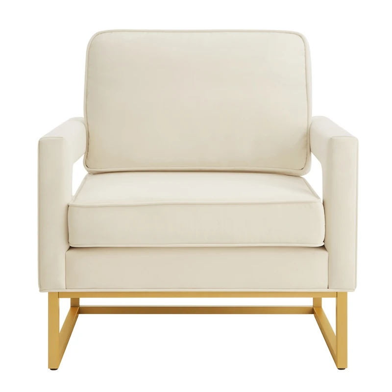 Simplie Fun Gold Metal Base Velvet Upholstered Accent Chair