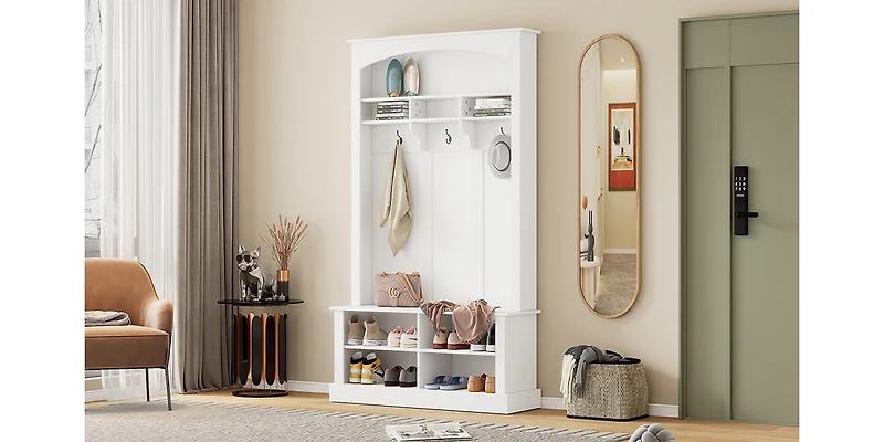 Streamdale Furniture 47.2" Wide Hall Tree With Bench And Shoe Storage