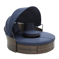 Streamdale Round Rattan Lounge Set with Canopy & Lift Coffee Table