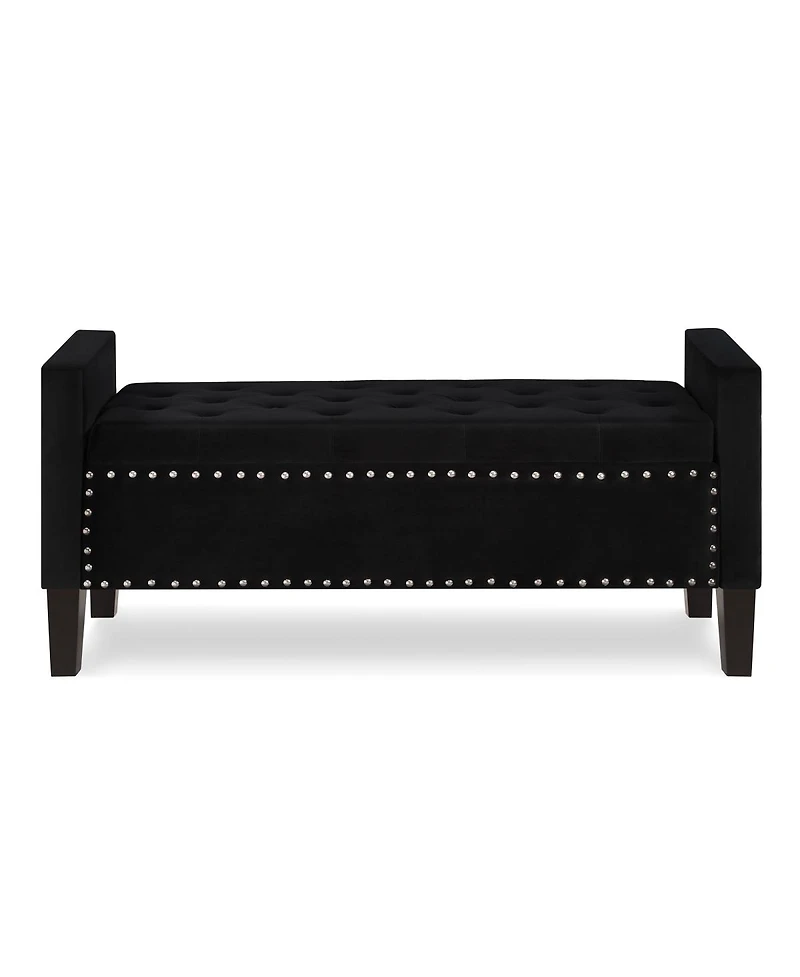 Streamdale Furniture Black Upholstered Storage Bench with Armrest