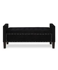 Streamdale Furniture Black Upholstered Storage Bench with Armrest