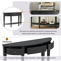 Simplie Fun Modern Curved Console Table Sofa Table With 3 Drawers And 1 Shelf For Hallway, Entryway, Living Room