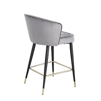 Streamdale Gray Velvet Counter Height Stool with Gold Tipped Legs