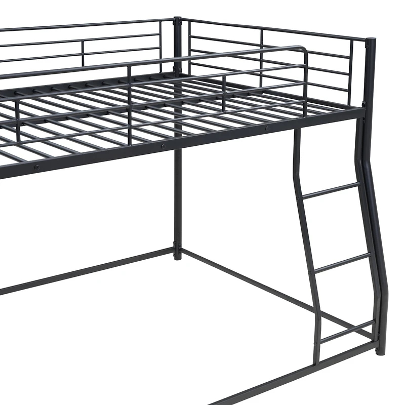 Simplie Fun Metal Floor Bunk Bed, Full Xl Over Queen