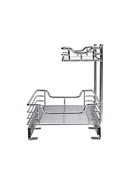 Household Essentials Glidez Multipurpose Chrome-Plated Steel Pull-Out/Slide-Out Storage Organizer for Under Sink or Under Cabinet 2-Tier Design