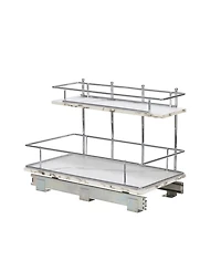 Household Essentials Glidez Chrome-Plated Steel and Faux Marble Pull-Out/Slide-Out Storage Organizer for Under Sink or Cabinet 2-Tier Design