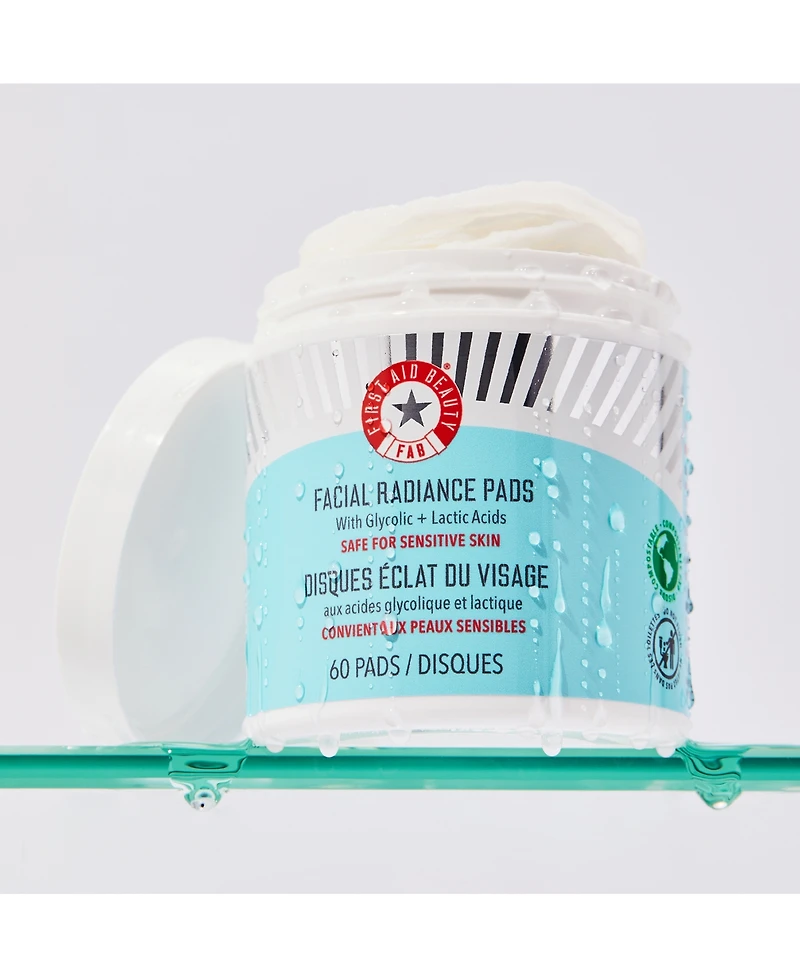 First Aid Beauty Facial Radiance Pads with Glycolic + Lactic Acids – Exfoliating Pads with Aha