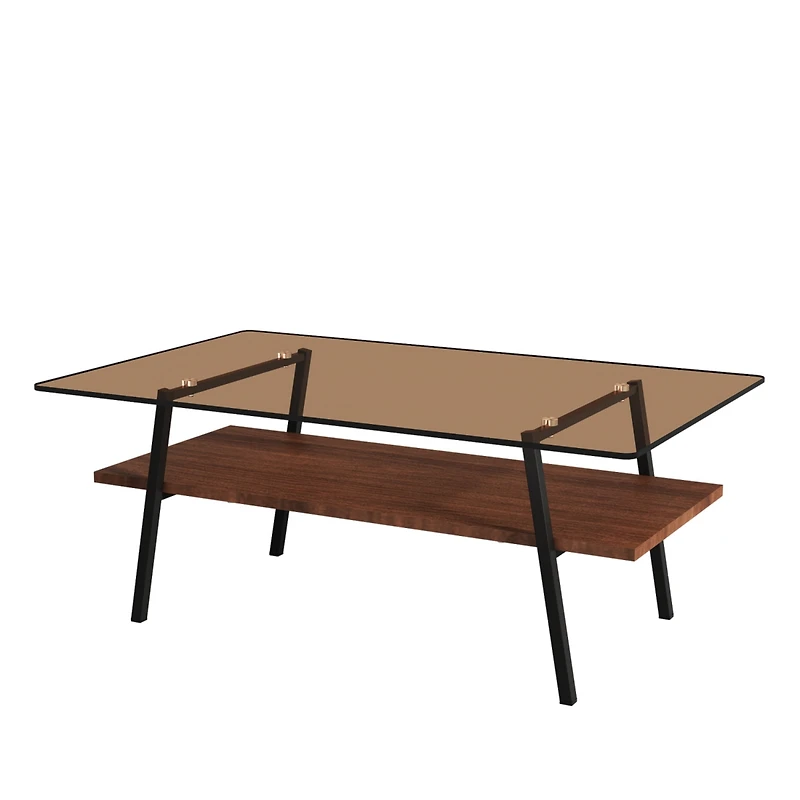 Streamdale Furniture Modern Brown Glass Coffee Table