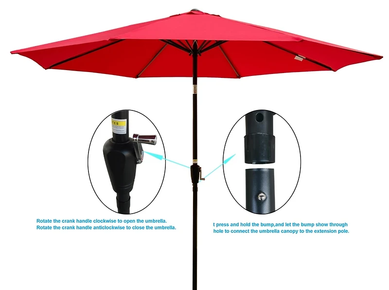 Streamdale 10FT Outdoor Patio Umbrella, Red, Tilt, Crank